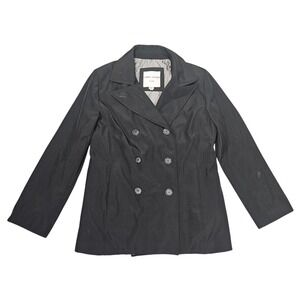 Larry Levine Sport Womens Medium Black Double Breasted Peacoat Jacket Lined M